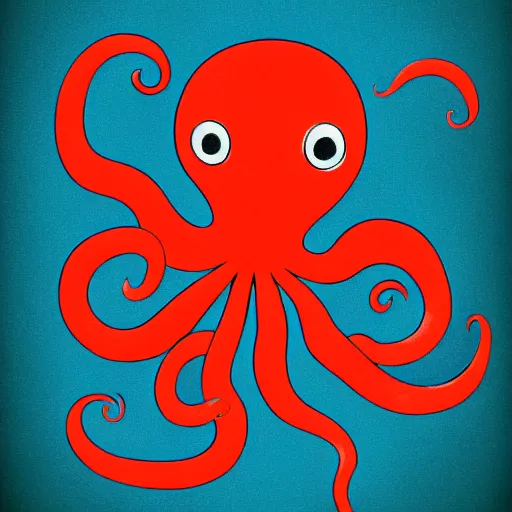 Image similar to octopus symmetric logo painting by tim biskup, matte background, digital painting, minimal, trending on artstation