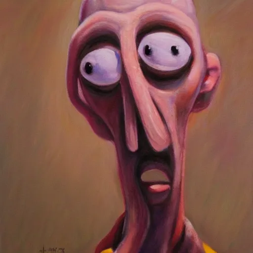 Prompt: squidward realistic painting