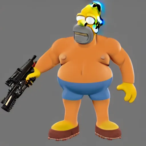 Image similar to 3d render of Homer Simpson in Gears of War