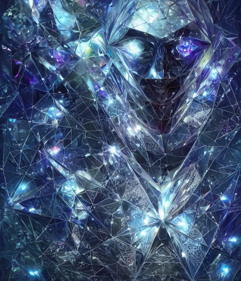 Image similar to front!!! shot of a court jester!!! character, mesmerizing fractal hypercubes, platinum cracked, dark holography!!!, future, metallic galactic, crystalline edges, polygonal, elegant, highly detailed, centered, (((artstation, concept art, jagged, sharp focus, artgerm, Tomasz Alen Kopera, Peter Mohrbacher, donato giancola, Joseph Christian Leyendecker, WLOP, Boris Vallejo))), ((raytracing)), mugshot!!!!!, ugly!!!!!!, octane render, nvidia raytracing demo, octane render, nvidia raytracing demo, octane render, nvidia raytracing demo, 8K, cinematic, masterpiece, fine portrait