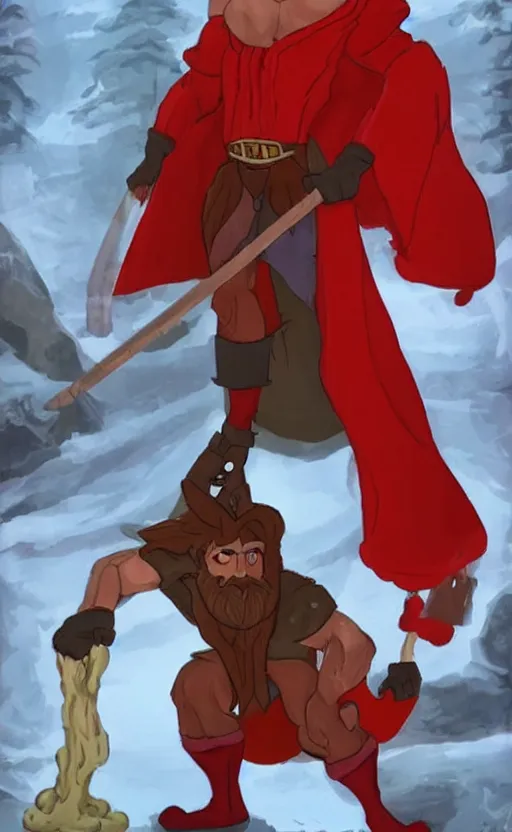 Image similar to a chad and handsome red wizard, super buff and cool