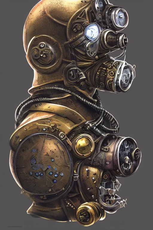 Image similar to steampunk helmet fantasy art mask robot ninja stylized digital illustration sharp focus, elegant intricate digital painting artstation concept art global illumination ray tracing advanced technology chaykin howard and campionpascale and cooke darwyn and davis jack