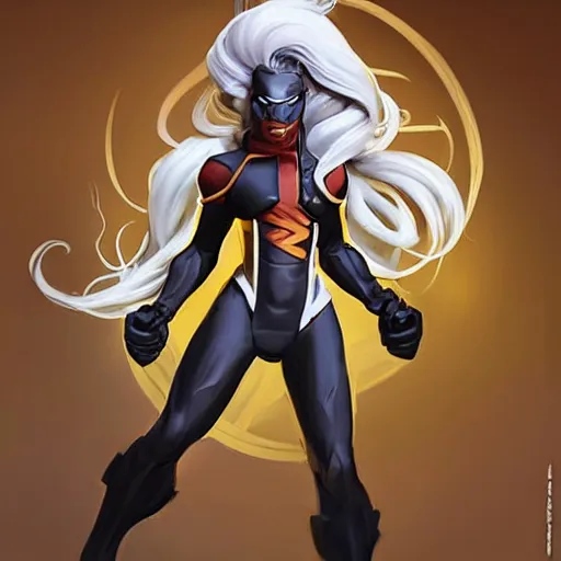 Image similar to greg manchess portrait painting of partially armored ororo munroe alias storm as overwatch character, medium shot, asymmetrical, profile picture, organic painting, sunny day, matte painting, bold shapes, hard edges, street art, trending on artstation, by huang guangjian and gil elvgren and sachin teng