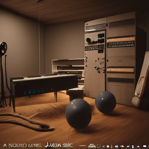 Image similar to A Nordic recording a disc in the music studio, unreal engine, cinema4D, octane render, Detailed, cinematographic