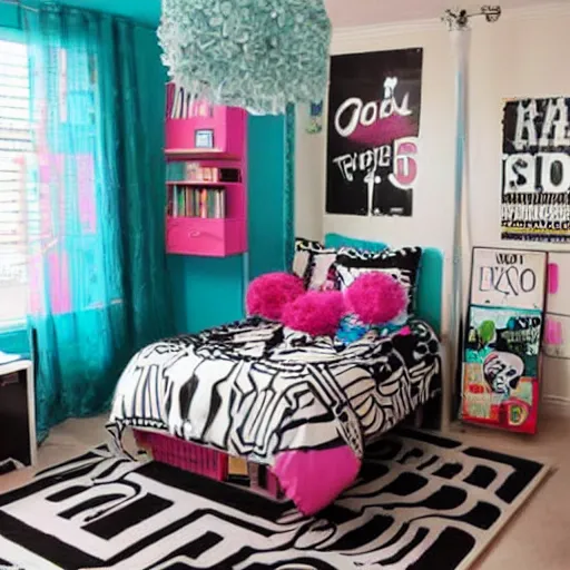 Prompt: 90s style teen's bedroom.