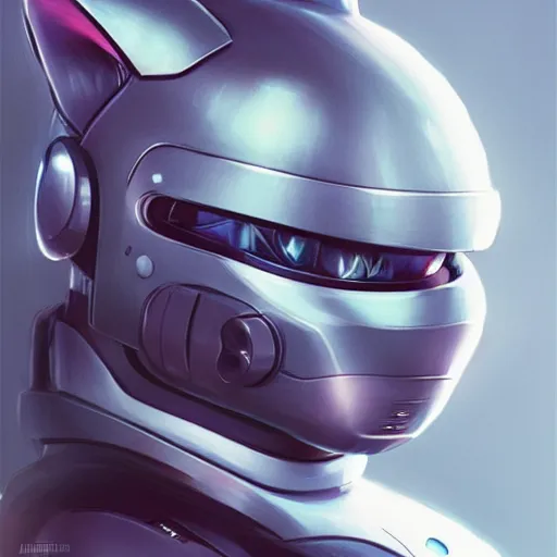 Prompt: Portrait of a Kawaii Cat dressed as Robocop, digital painting, highly detailed, artstation, concept art, smooth, sharp focus, illustration, art by artgerm and greg rutkowski.