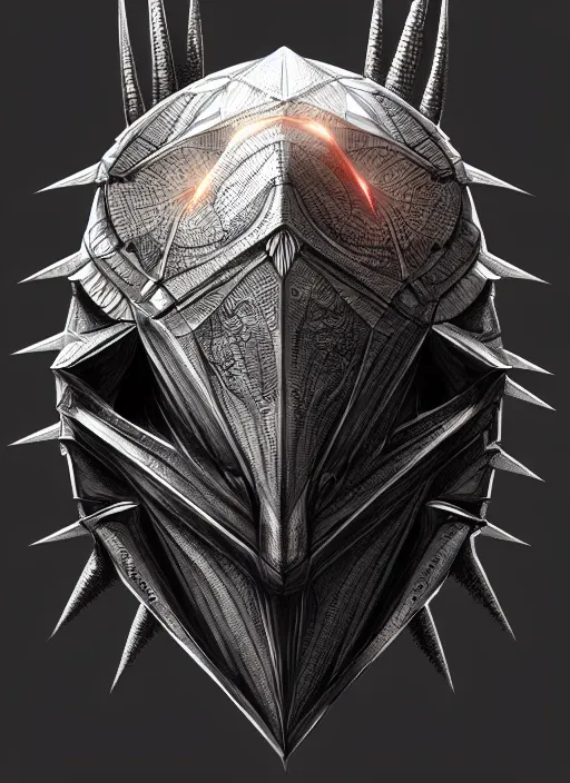 Image similar to anthropomorphic trianglar prism head in edgy darkiron horseshoe crab, intricate, elegant, highly detailed animal monster, digital painting, artstation, concept art, smooth, sharp focus, illustration, art by artgerm, wayne barlowe, trending on artstation and greg rutkowski and alphonse mucha, 8 k