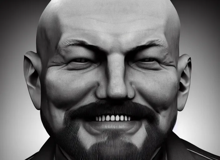 Prompt: hyper detailed portrait of smiling lenin by richard avedon, unreal engine 5, lumen, nanite, dslr