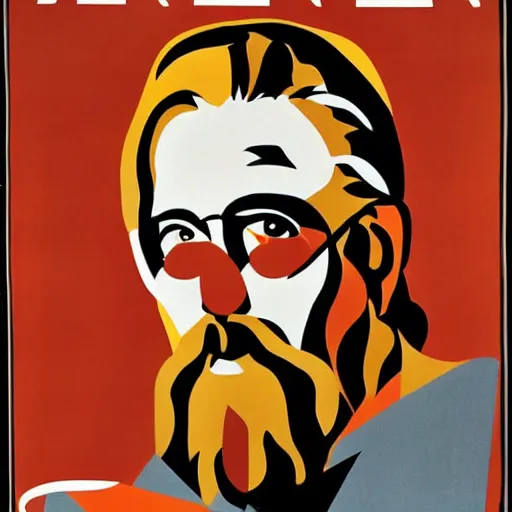 Image similar to Bauhaus poster of the dude from the big lebowski