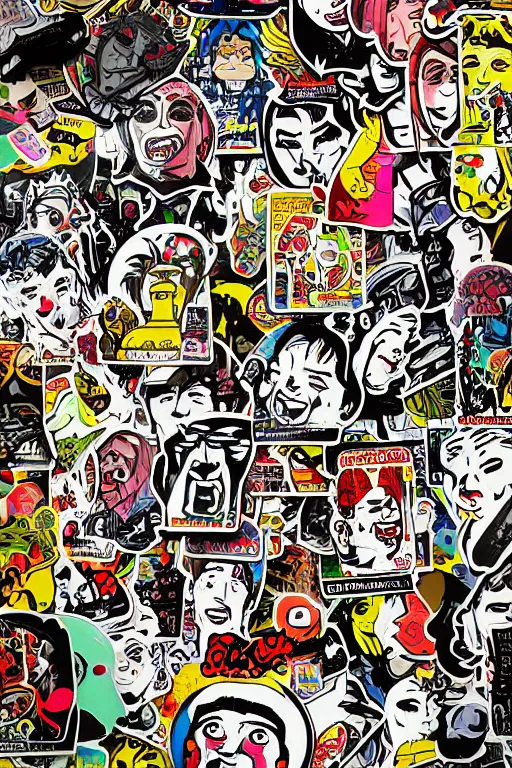 Image similar to sticker art, cronobreaker moai statue popart slap face caricature comic book illustration cartoon graffity street digital