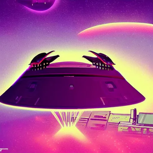 Image similar to a ufo, retrowave epic art, trending on art station