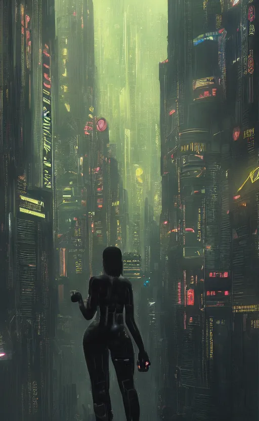 Prompt: a beautiful young Black woman, cyberpunk, Blade Runner city background, highly detailed, artstation, illustration, art by Gustav Klimt, 8K