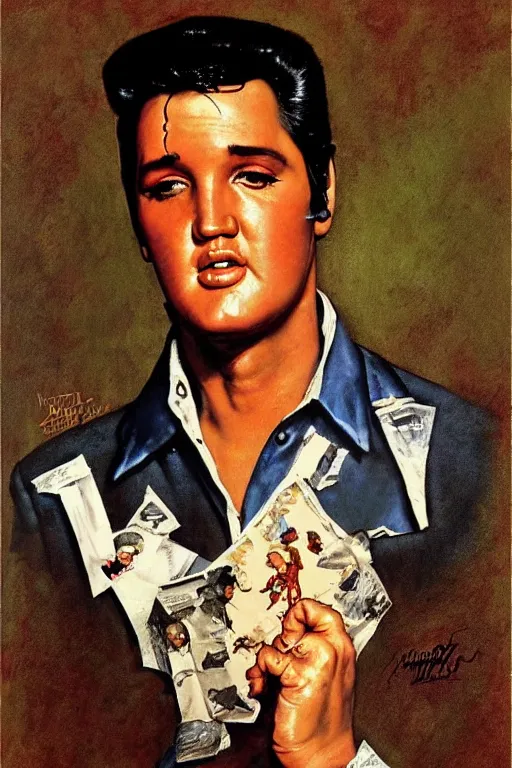 Image similar to elvis presley painted by norman rockwell