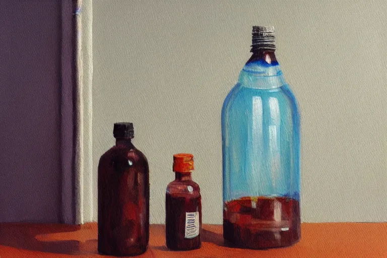 Prompt: bottle of water dripping, trending on artstationhq, metaphysical painting