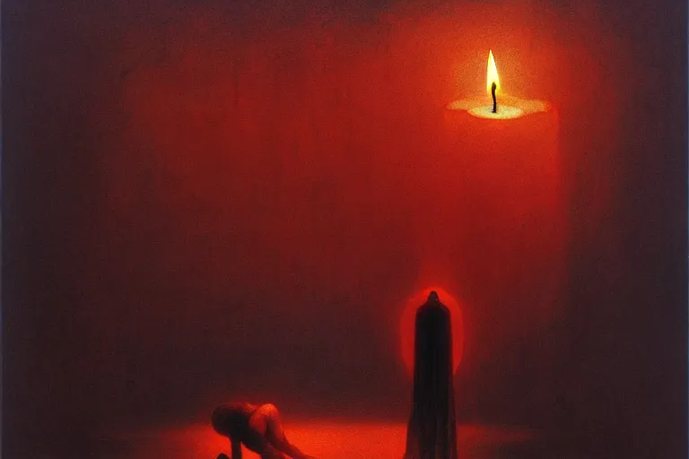 Image similar to burning out as a candle, in the style of beksinski, by roger dean, by dean ellis, intricate and epic composition, white by caravaggio, insanely quality, highly detailed, masterpiece, white light, artstation, 4 k