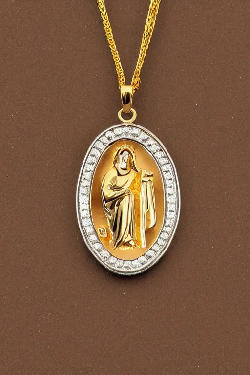 Image similar to this gold jesus pendant upgraded in platinum and sapphires where there are diamonds. high shine jewelry