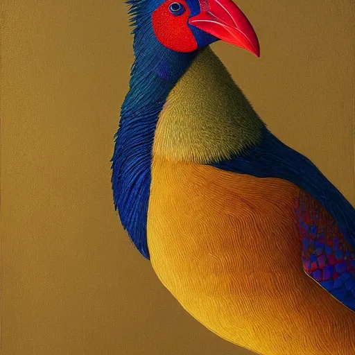 Image similar to close - up takahe, painting in the museum, highly detailed, sharp focus, digital painting, artwork by john james audubon, by victor adame minguez by yuumei by tom lovell by sandro botticelli