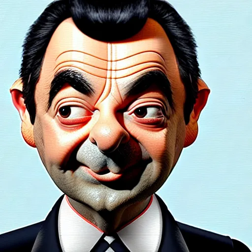 Image similar to rowan atkinson mr bean made from baked beans by greg rutkowski