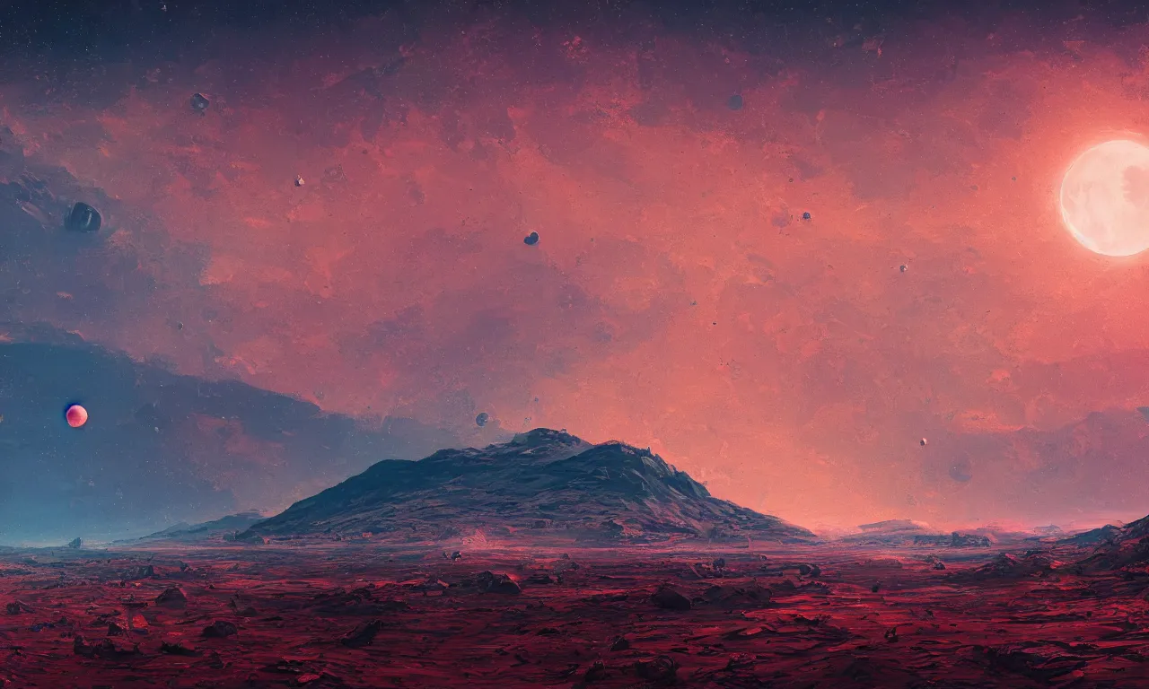 Image similar to mars and moon ground by alena aenami artworks in 4 k