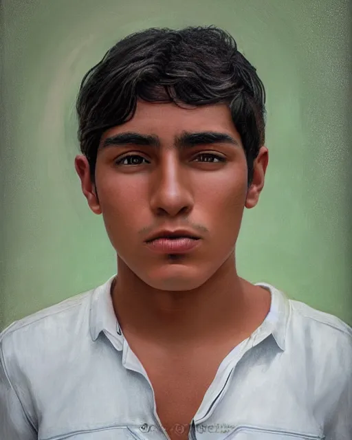 Prompt: portrait of a magical young mexican man in yucatan, art by denys tsiperko and bogdan rezunenko, hyperrealism