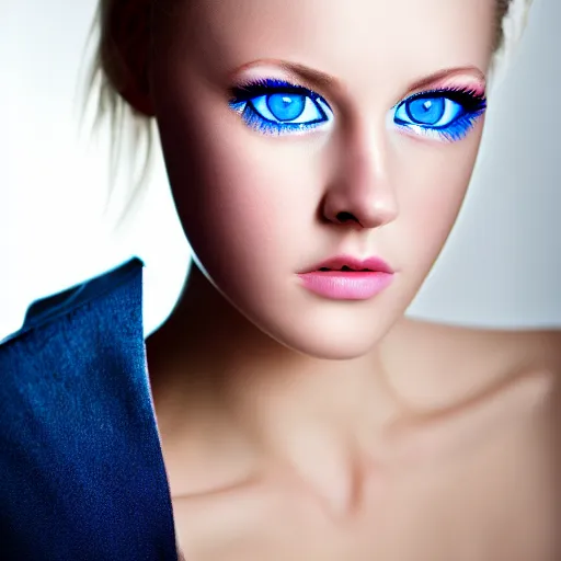 Prompt: photo portrait of very very very beautiful woman staring into camera, realism, blue eyes, extreme detail, key art, ring light, flash, photo by greg rutkoski, photoshoot