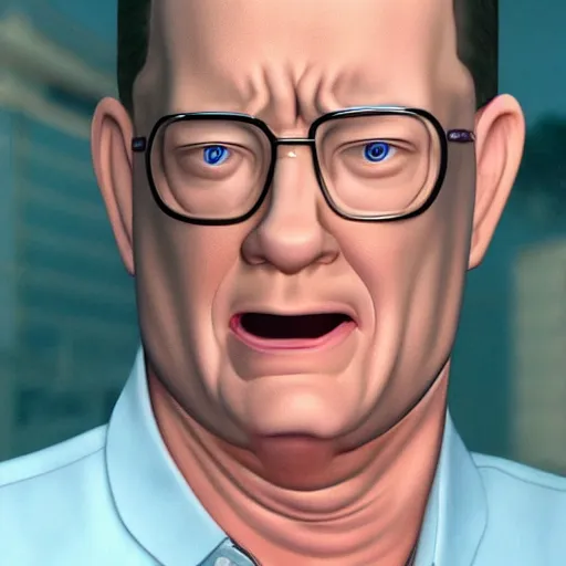 Prompt: Live Action Still of Hank Hill played by Tom Hanks in the Live Action King of the Hill Movie, real life, hyperrealistic, ultra realistic, realistic, highly detailed, detailed, very detailed, cool, ultra detailed, very realistic, trending on artstation, epic, HD quality, 8k resolution, body and headshot, film still, real, detailed face, very detailed face, real life, front face, front view, dramatic lighting, real