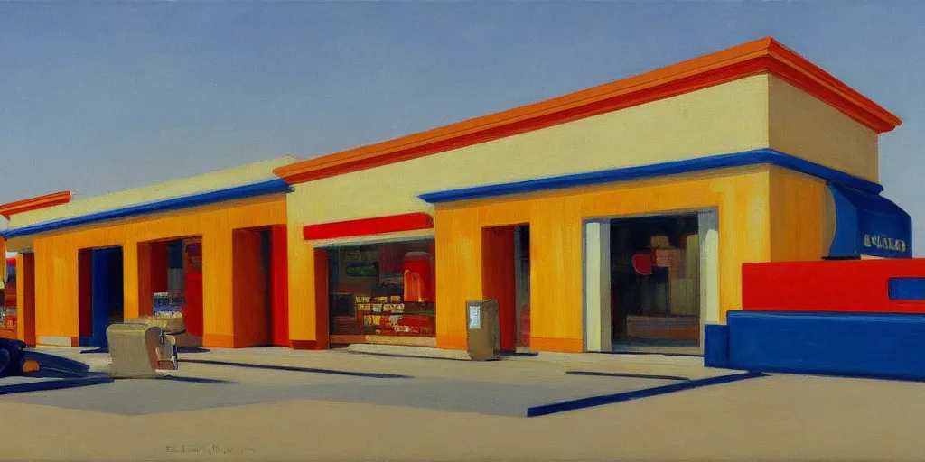 Image similar to a beautiful painting of an airport convenience store by Edward Hopper, 8k, 4k