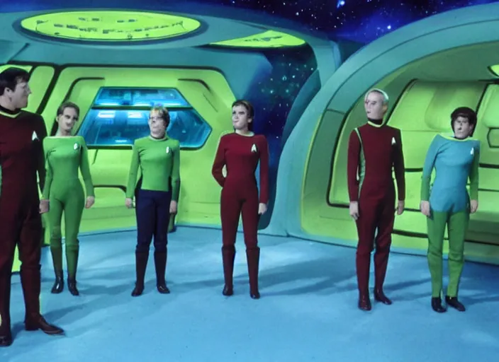 Prompt: the episode of Star Trek where everyone gets covered with nickelodeon slime hd