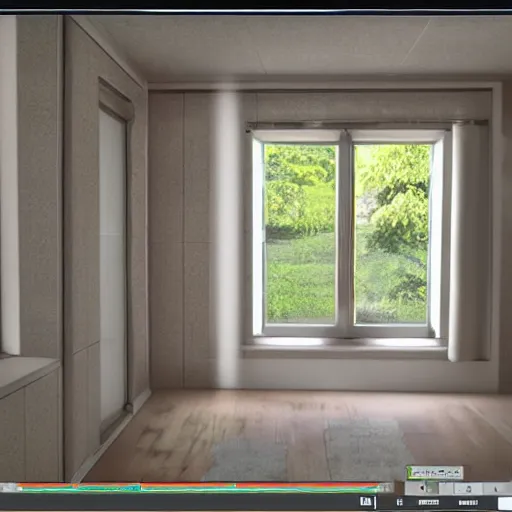 Prompt: 3 d rendered image of opening window, fresh air blender 3 d keyshot unreal engine