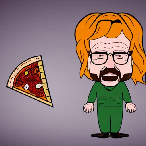 Image similar to walter white wearing a pizza costume, unreal, render, splash, award winning illustration