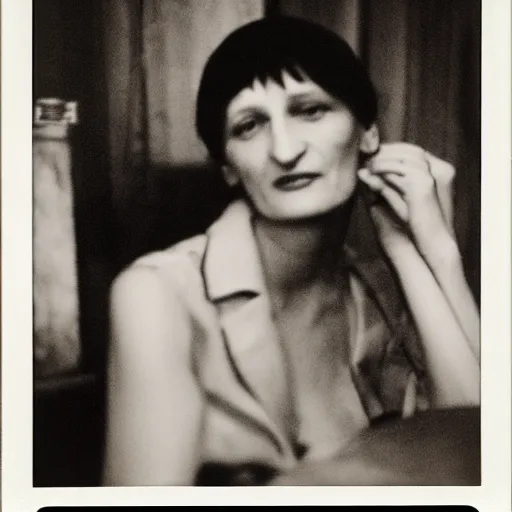 Prompt: anna akhmatova at the club, portrait, polaroid, by jamel shabazz