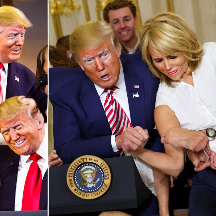 Prompt: joe biden spooning with donald trump