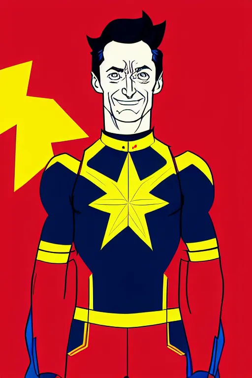 Prompt: Hugh Jackman as Captain Marvel high quality digital painting in the style of James Jean