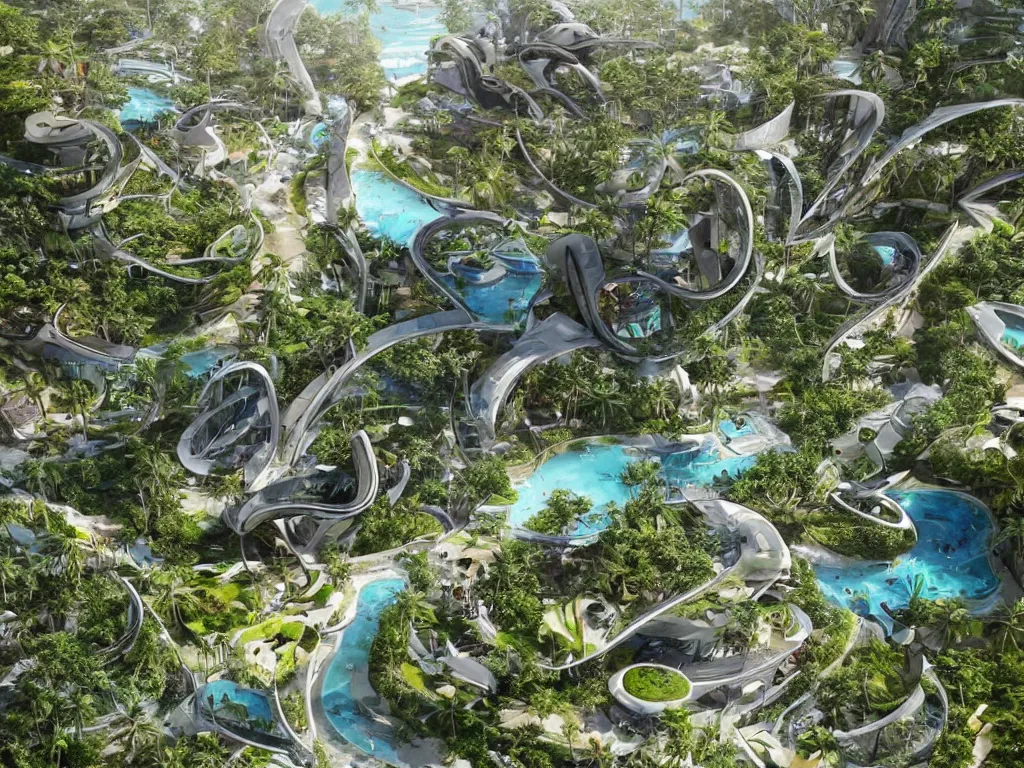 Image similar to futuristic bali island in the year 2 0 5 0, perfect faces