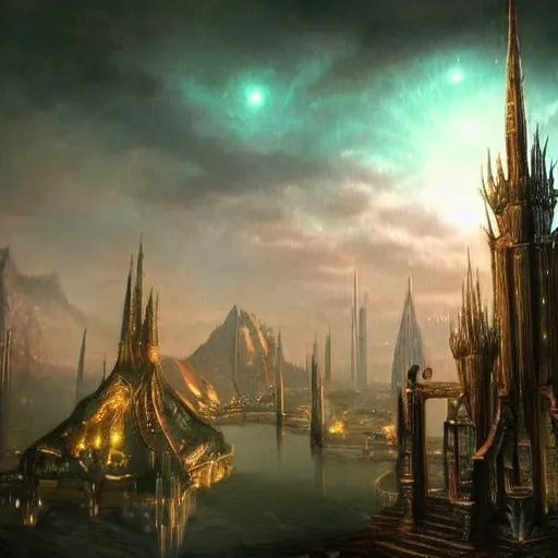 Prompt: fantasy cities, elven.