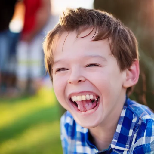 Image similar to drunk kid smiling to the camera.