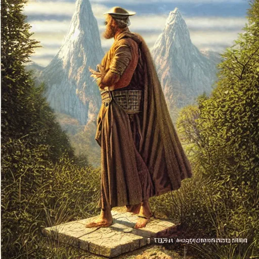 Prompt: a portrait of a character in a scenic environment by Ted Nasmith