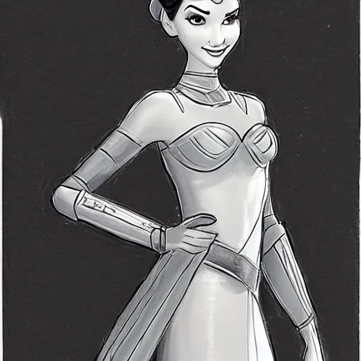 Image similar to milt kahl sketch of victoria justice as princess padme from star wars episode 3