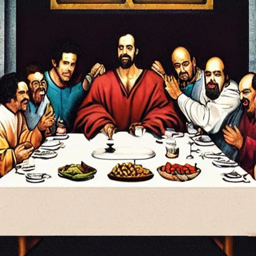 Image similar to Seinfeld cast at The Last Supper