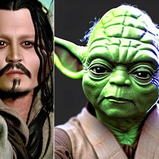 Image similar to Yoda merged with Johnny Depp