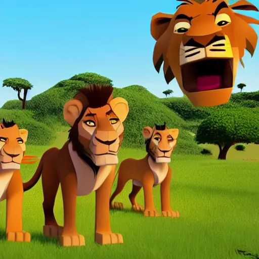 Prompt: lion king in roblox world movie