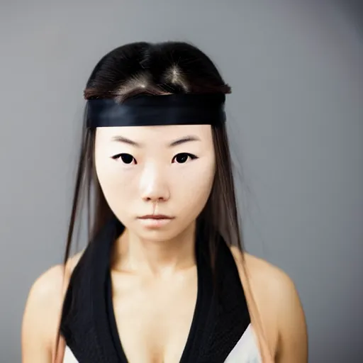 Prompt: photo of a beautiful female ninja, japanese, symmetrical face, gorgeous, high detail,