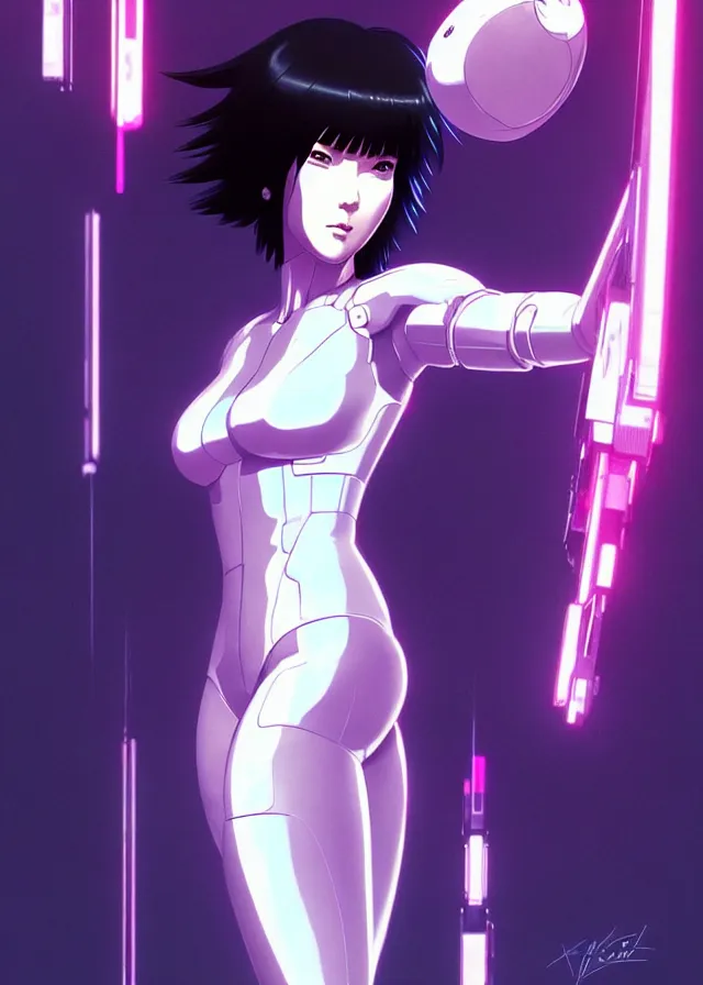 Image similar to a fullbody portrait of motoko kusanagi ghost in the shell, finely detailed features : : gits sac twenty forty five netflix : : by ilya kuvshinov, rossdraws, artgerm, sola digital arts, production ig, anti aliasing, raytracing : :