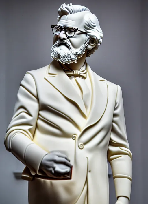 Prompt: colonel sanders as marble statue by michaelangelo, high lights, 4 k, high detailed photography, 5 0 mm lens, depth of field, cinematic