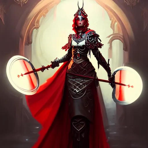 a beautiful woman in a crimson cloak holding a glowing | Stable ...