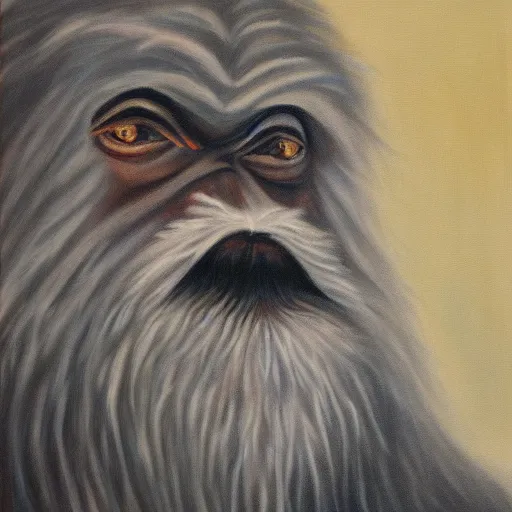 Prompt: detailed portrait of a dignified yeti, oil painting, regal, black tie