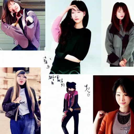 Image similar to women in the style of kim hyung - tae
