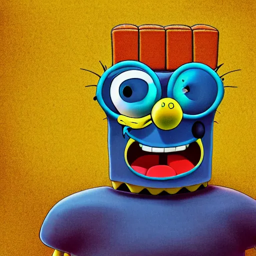 Image similar to sponge bob as human in real life highly detailed, intricate, sharp focus, digital art, 8 k