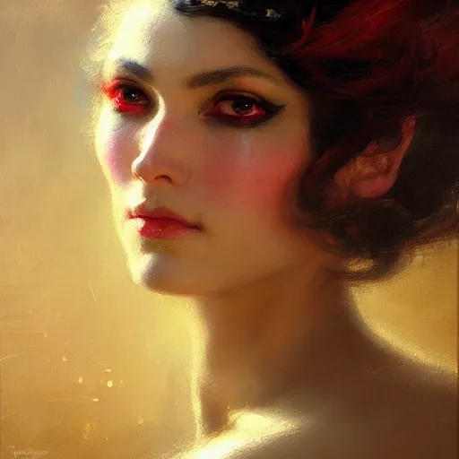 Image similar to portrait of a phantomess. highly detailed painting by gaston bussiere, craig mullins, j. c. leyendecker, close shot, 8 k realistic, cryengine, frostbite 3 engine, sharp focus, trending on pinterest, trending on artstation, trending on deviantart