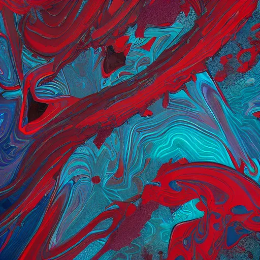 Prompt: the brittle. digital painting, vertical, intricate, beautiful, detailed, grunge, illustration, abstract art trending on artstation. blue, dark red, violet color scheme, darker bottom gradient